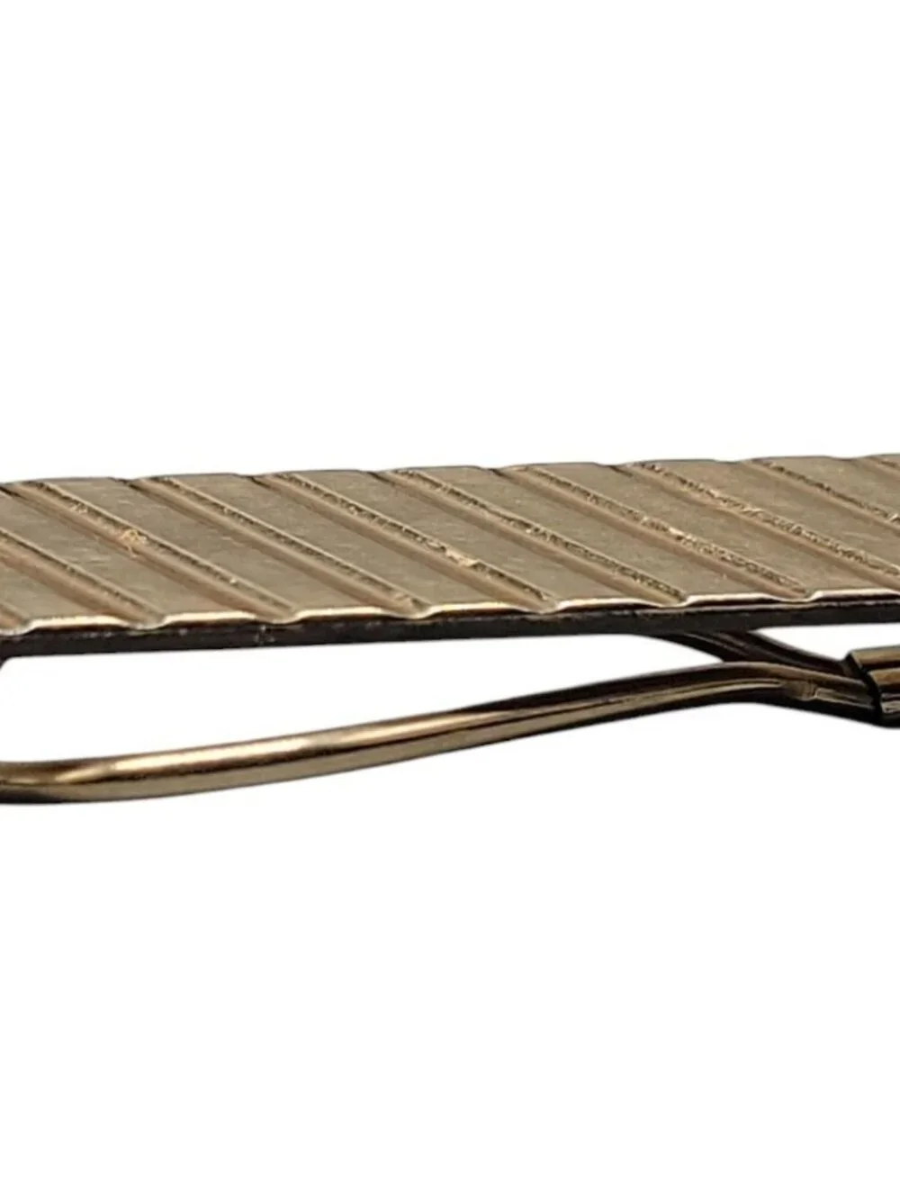 Hadley Large Tie Clips Mens Wide Vintage Accessory Gold Plated Ribbed Design